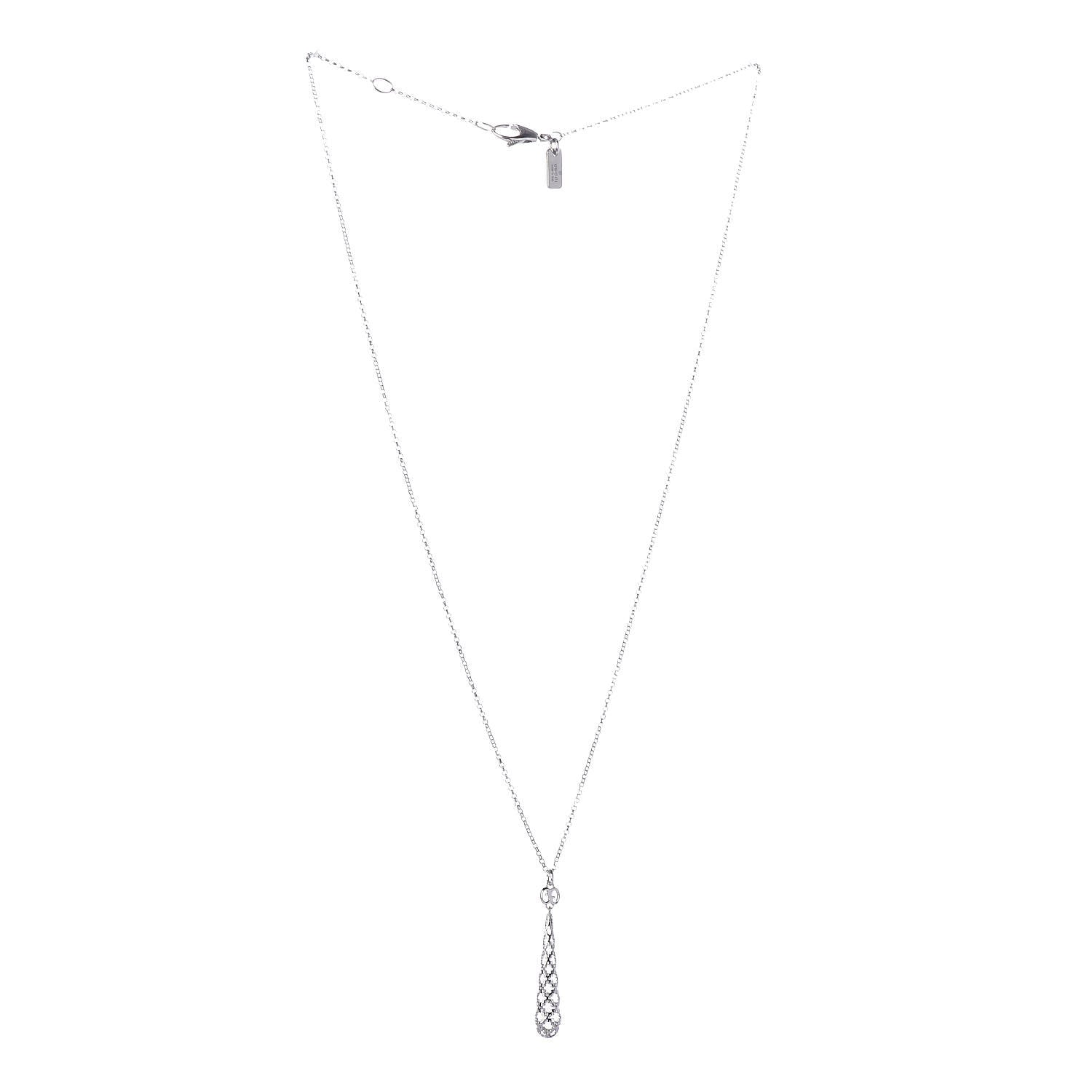 Gucci 18K White Gold Diamantissima Pendant Necklace 3 of 6