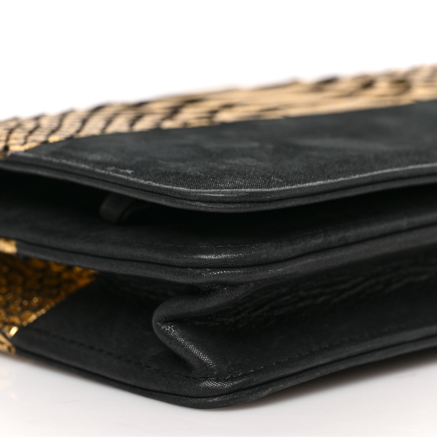 Chanel Snakeskin Iridescent Calfskin Wallet On Chain WOC Gold Black 7 of 8