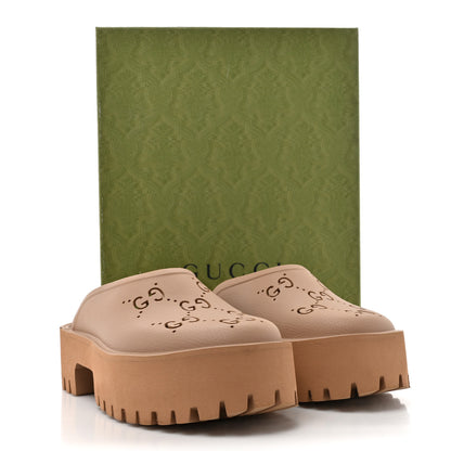 Gucci Rubber GG Monogram Perforated Elea Platform 55mm Lug Sole Sandals 41 Vintage Camel 11 of 11