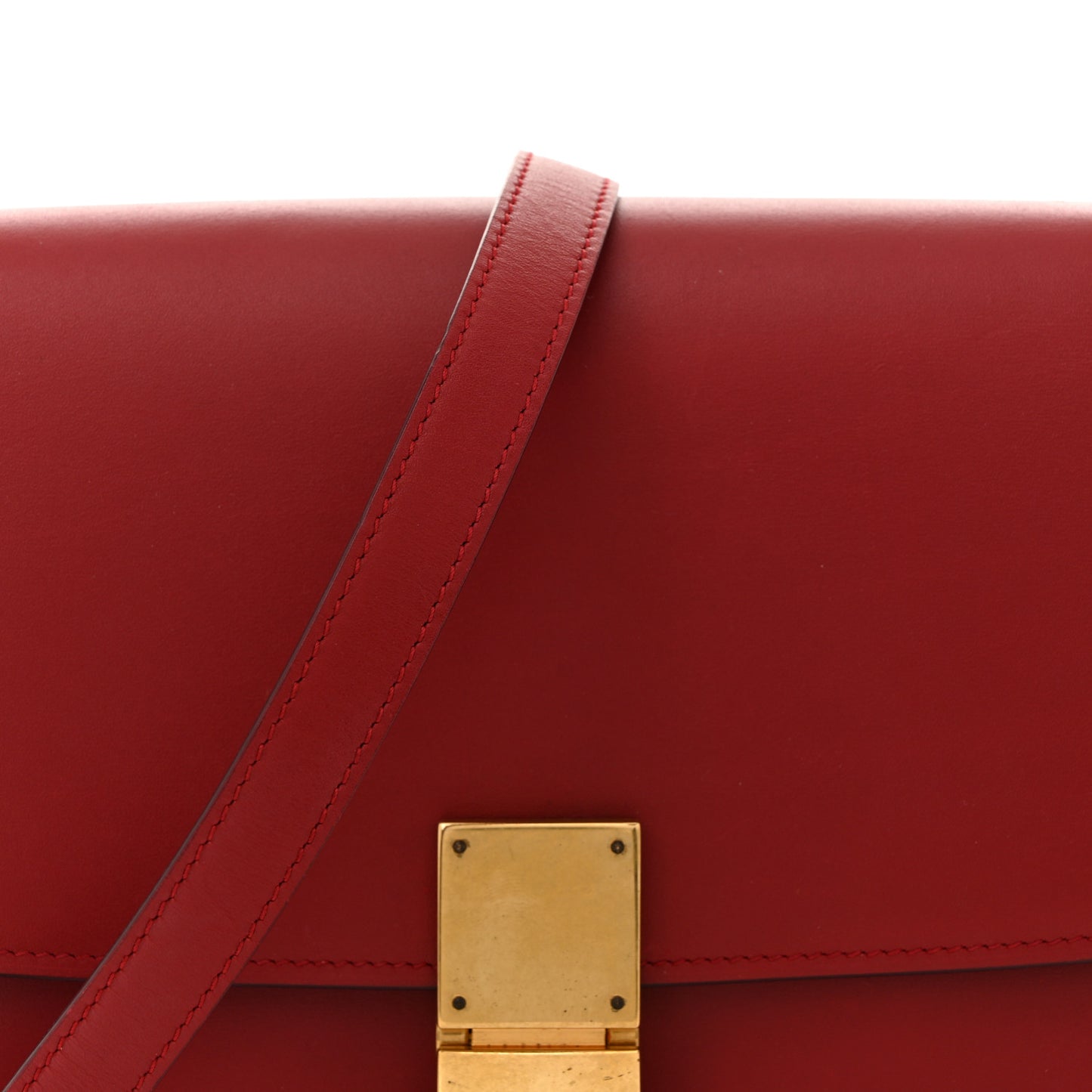Box Calfskin Medium Classic Box Flap Bag Red