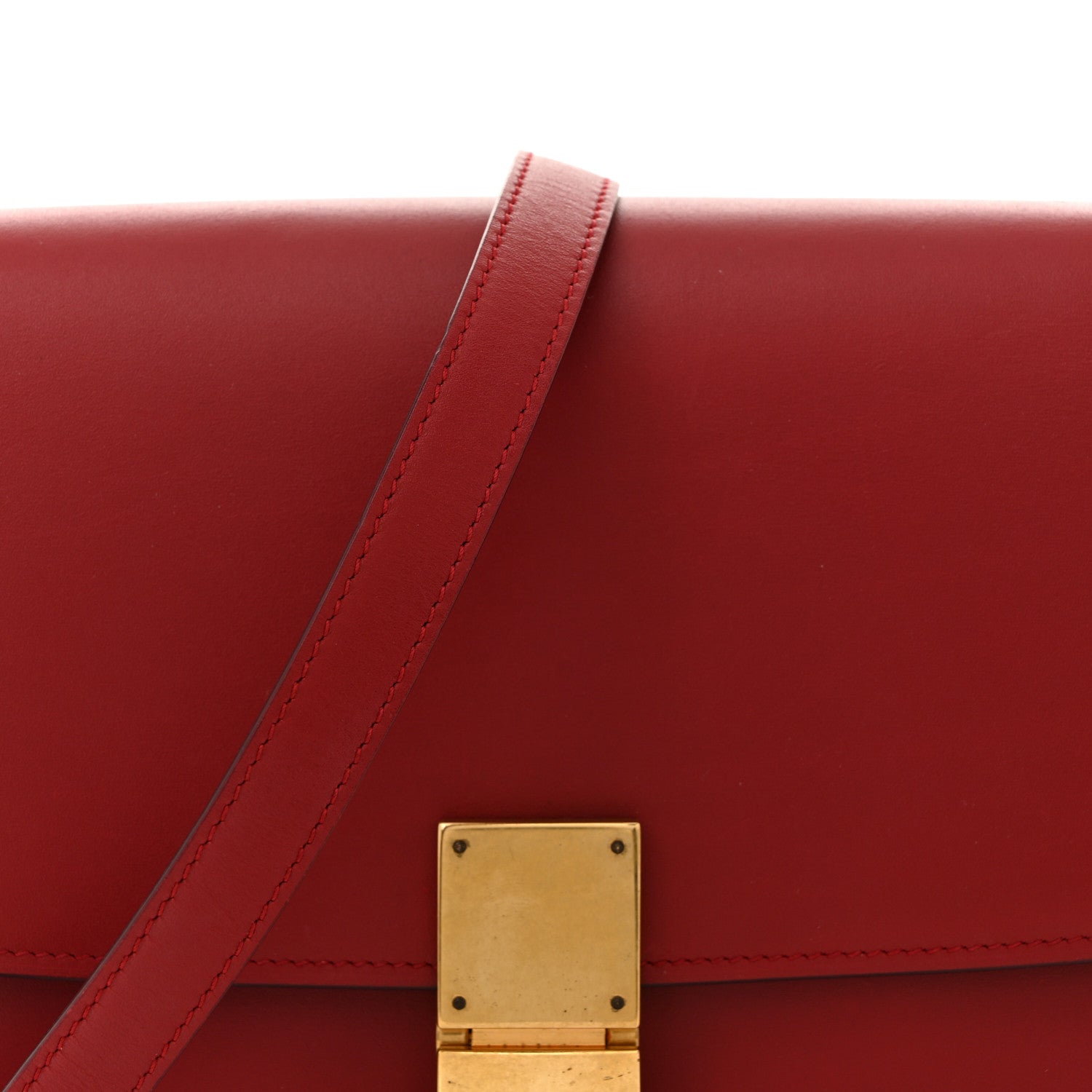 Celine Box Calfskin Medium Classic Box Flap Bag Red 8 of 13