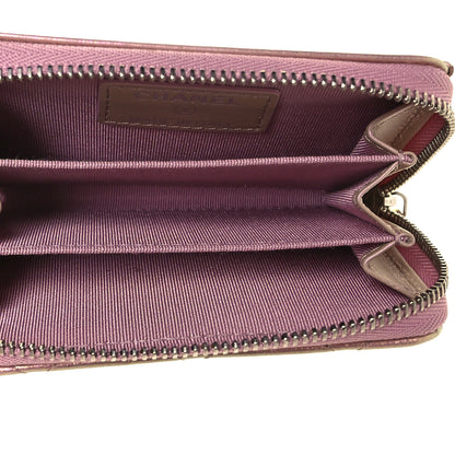 Chanel Iridescent Lambskin Quilted Zip Around Coin Purse Wallet Pink 5 of 9