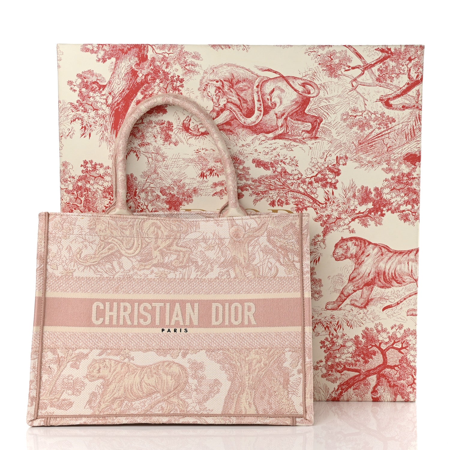 Christian Dior Canvas Toile De Jouy Embroidered Medium Book Tote Pink 10 of 10
