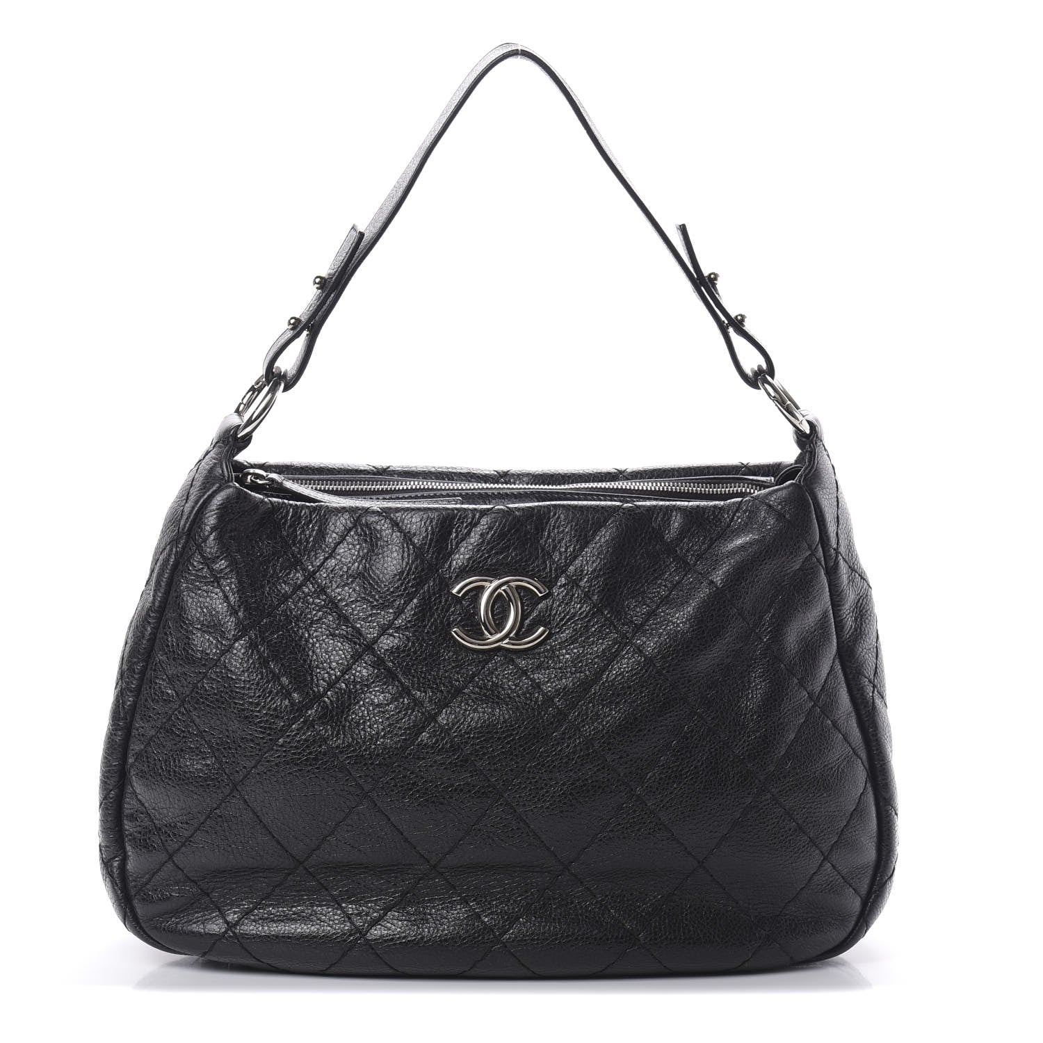 Chanel Glazed Calfskin On The Road Hobo Black 1 of 14