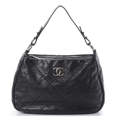Chanel Glazed Calfskin On The Road Hobo Black 1 of 14