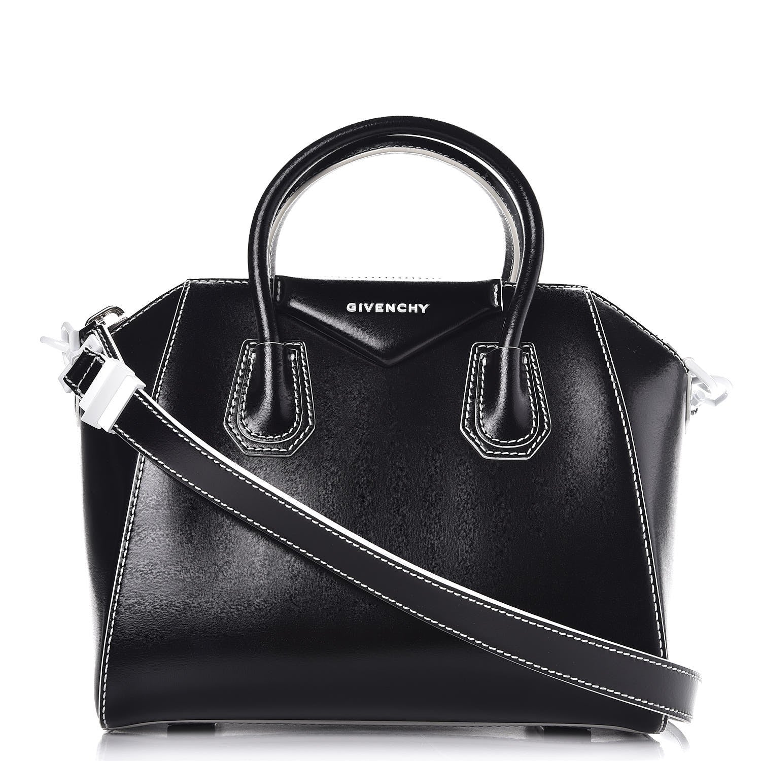 Givenchy Calfskin Contrast Topstitch Small Antigona Black White 1 of 7