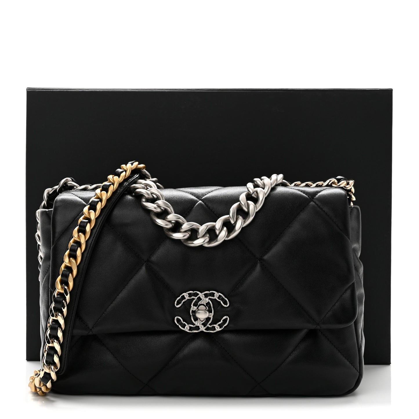 Lambskin Quilted Large Chanel 19 Flap Black