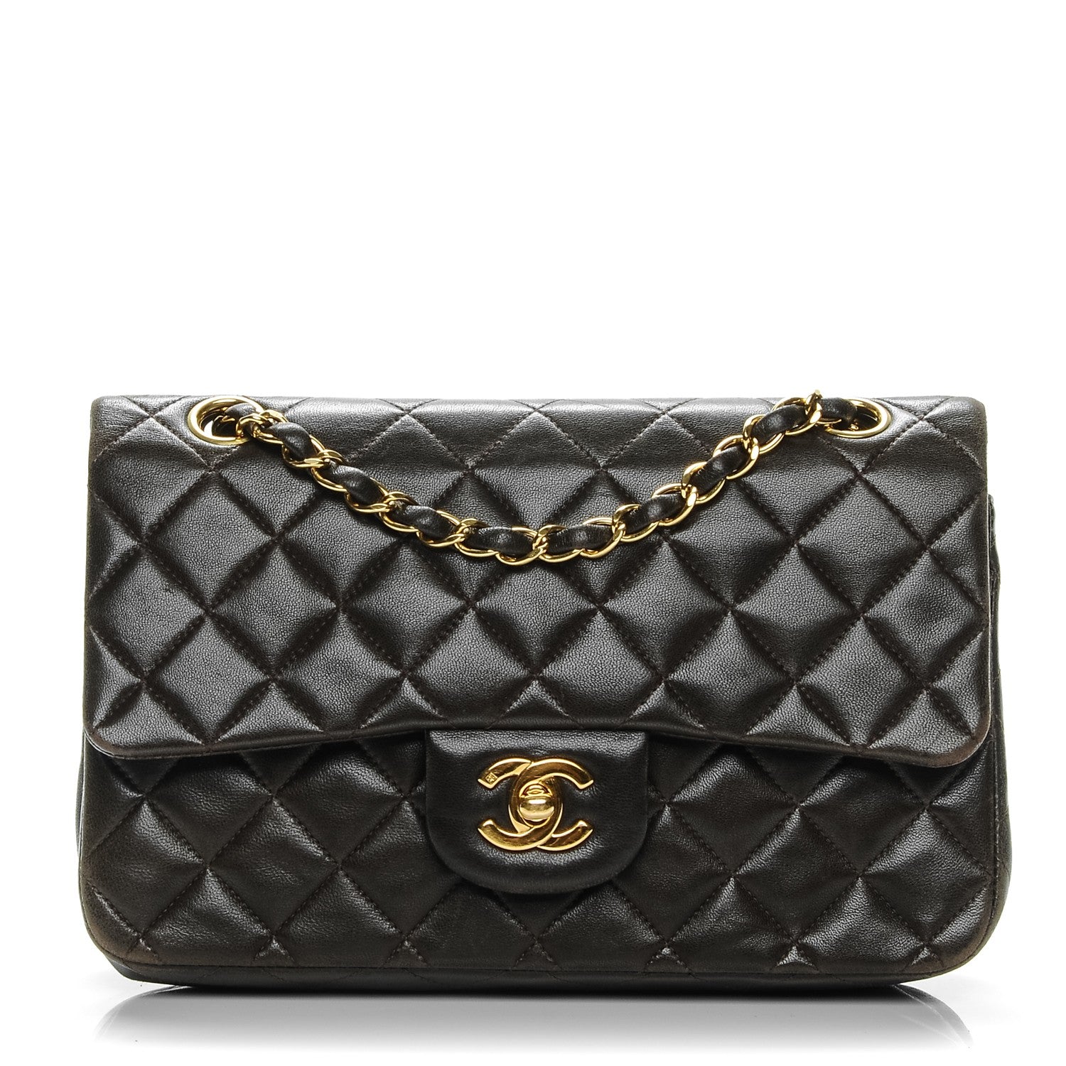 Chanel Lambskin Quilted Small Double Flap Dark Brown 1 of 9