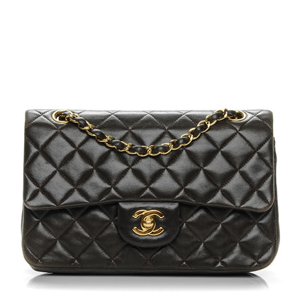 Chanel Lambskin Quilted Small Double Flap Dark Brown 1 of 9