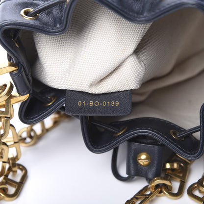 Christian Dior Oblique Drawstring Chain Bucket Bag Blue 6 of 11