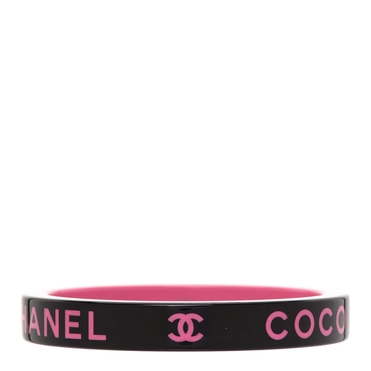 Resin Logo Bangle Bracelet Pink Black