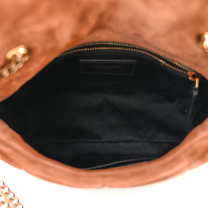 Saint Laurent Suede Calfskin Quilted Toy Loulou Puffer Monogram Chain Satchel Cinnamon 5 of 10