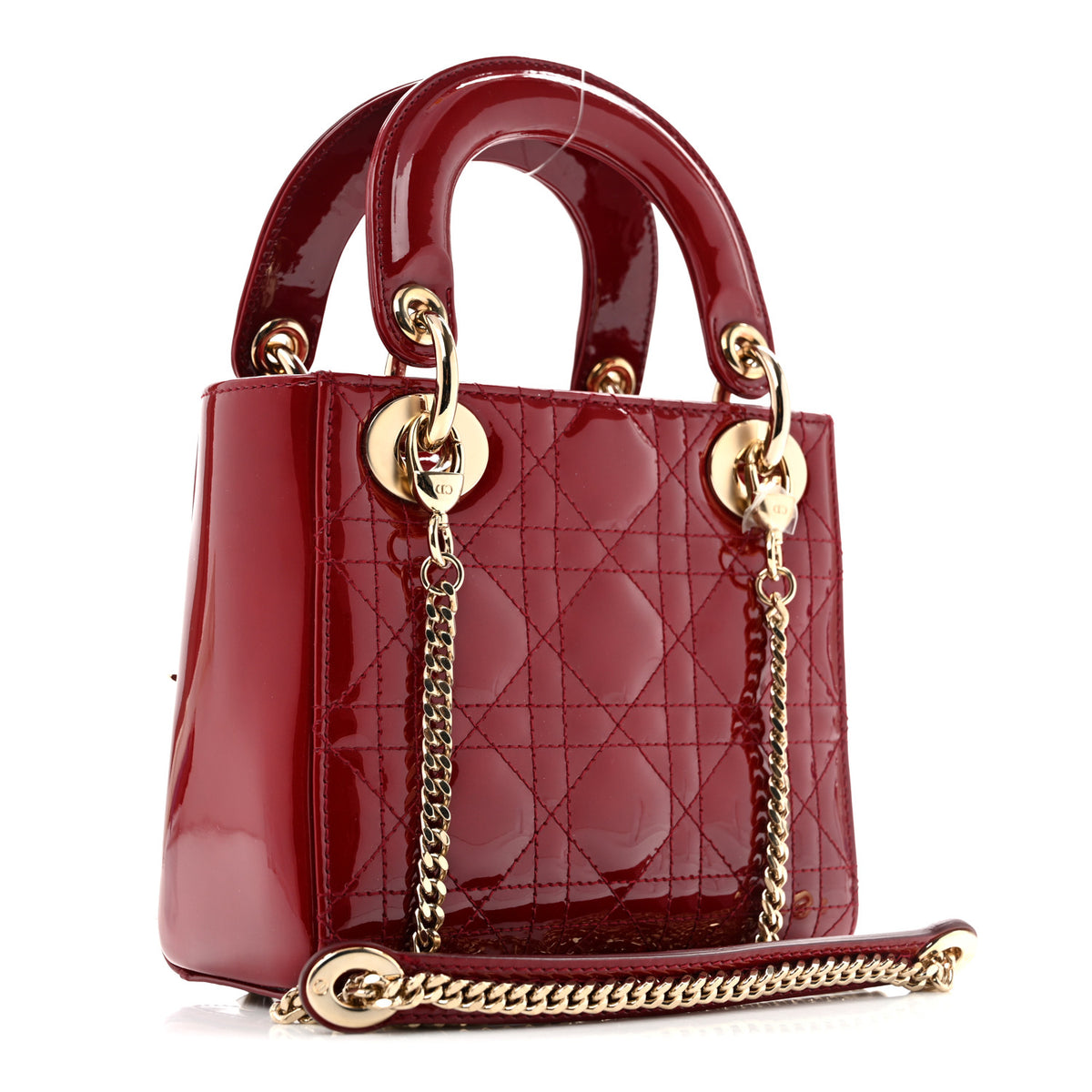 Christian Dior Patent Cannage Mini Lady Dior Red 3 of 10