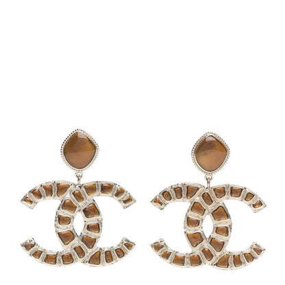 Chanel Metal Gripoix Along The Nile Clip On Earrings Gold Orange 1 of 5