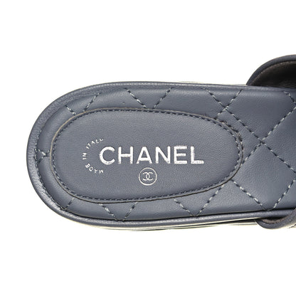 Chanel Lambskin Quilted CC Chain Mules 40.5 Grey 8 of 8