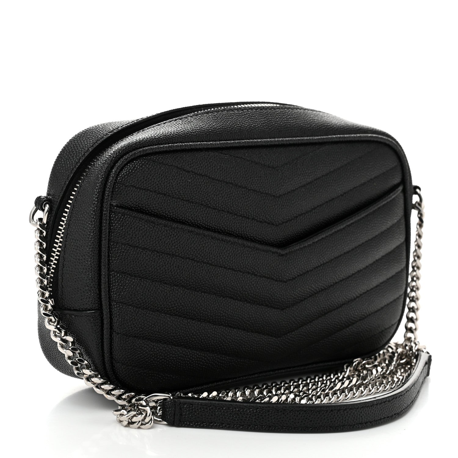 Saint Laurent Grain De Poudre Matelasse Monogram Mini Lou Camera Bag Black 3 of 10