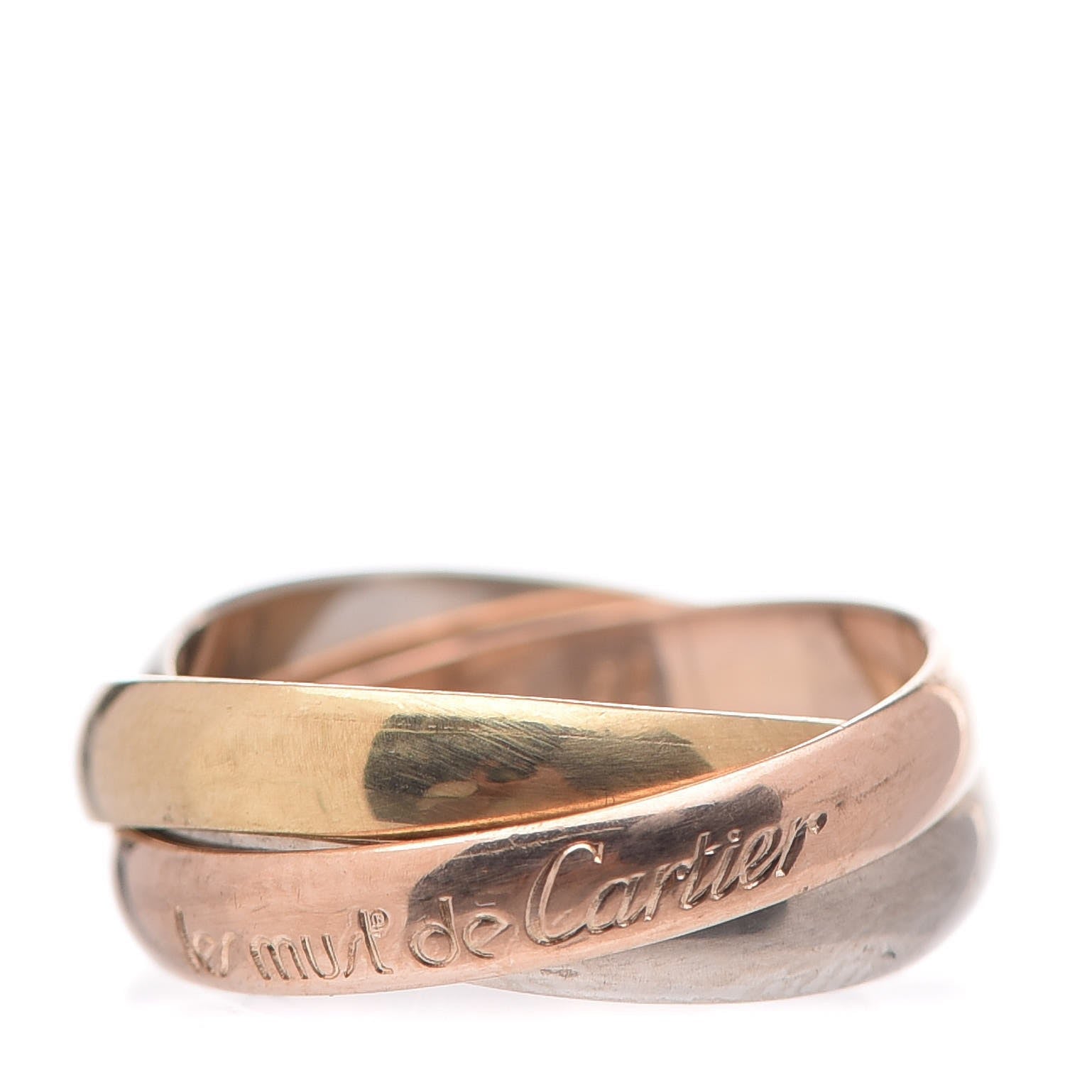 Cartier 18K Pink Yellow White Gold Classic Les Must De Trinity Ring 51 5.75 1 of 7