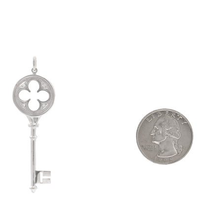 Tiffany 18K White Gold Diamond Quatrefoil Key Pendant 2 of 3