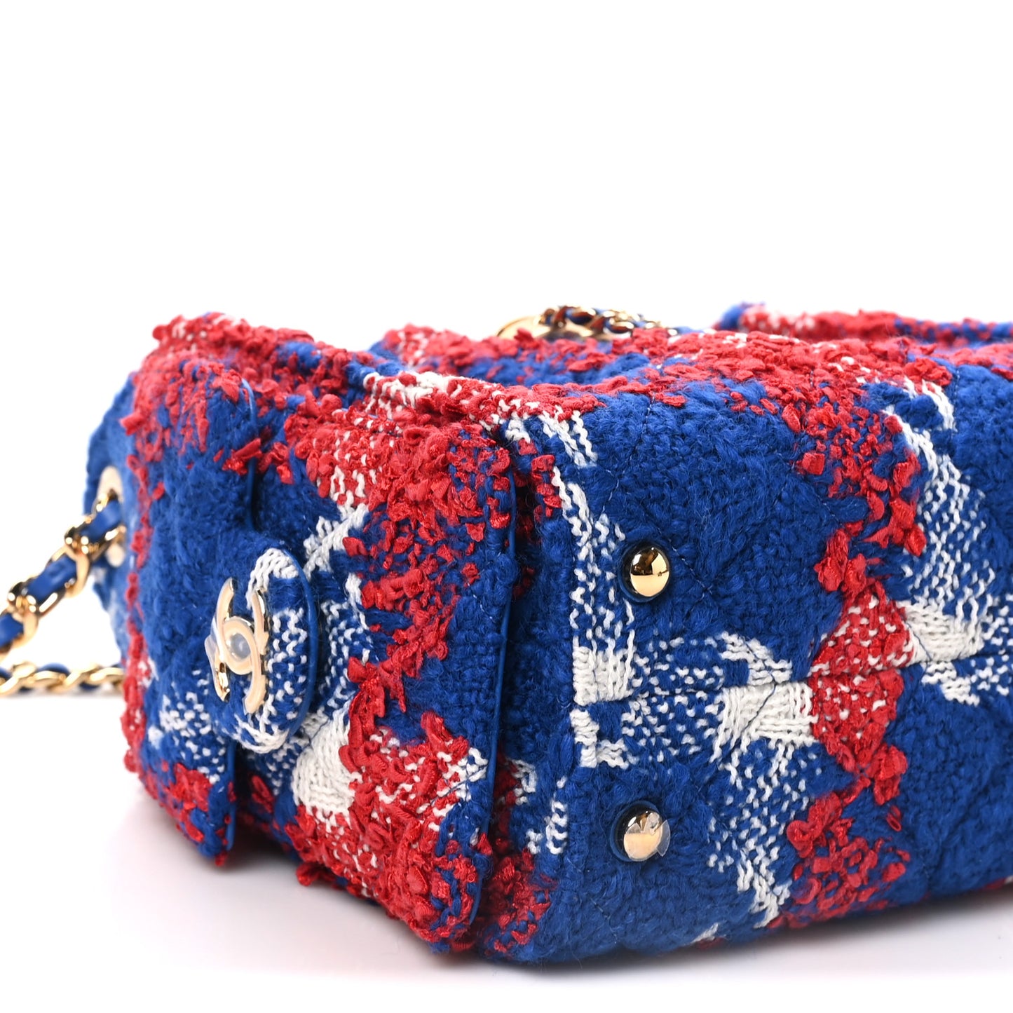 Tweed Quilted Small Chanel 25 Handbag Red White Blue