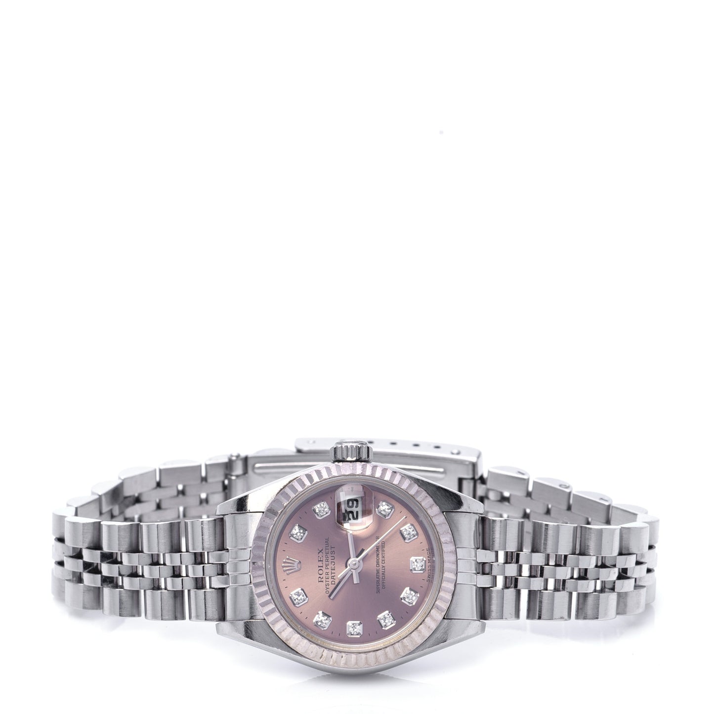 Stainless Steel 18K White Gold Diamond 26mm Oyster Perpetual Datejust Watch Pink 79174