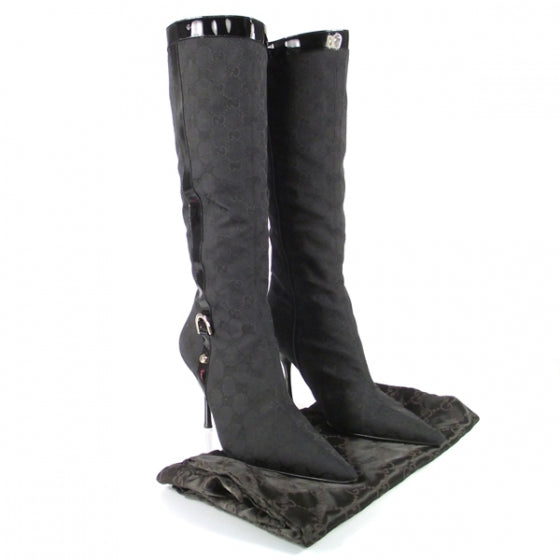 Monogram Patent Tall Boots 10.5 Black