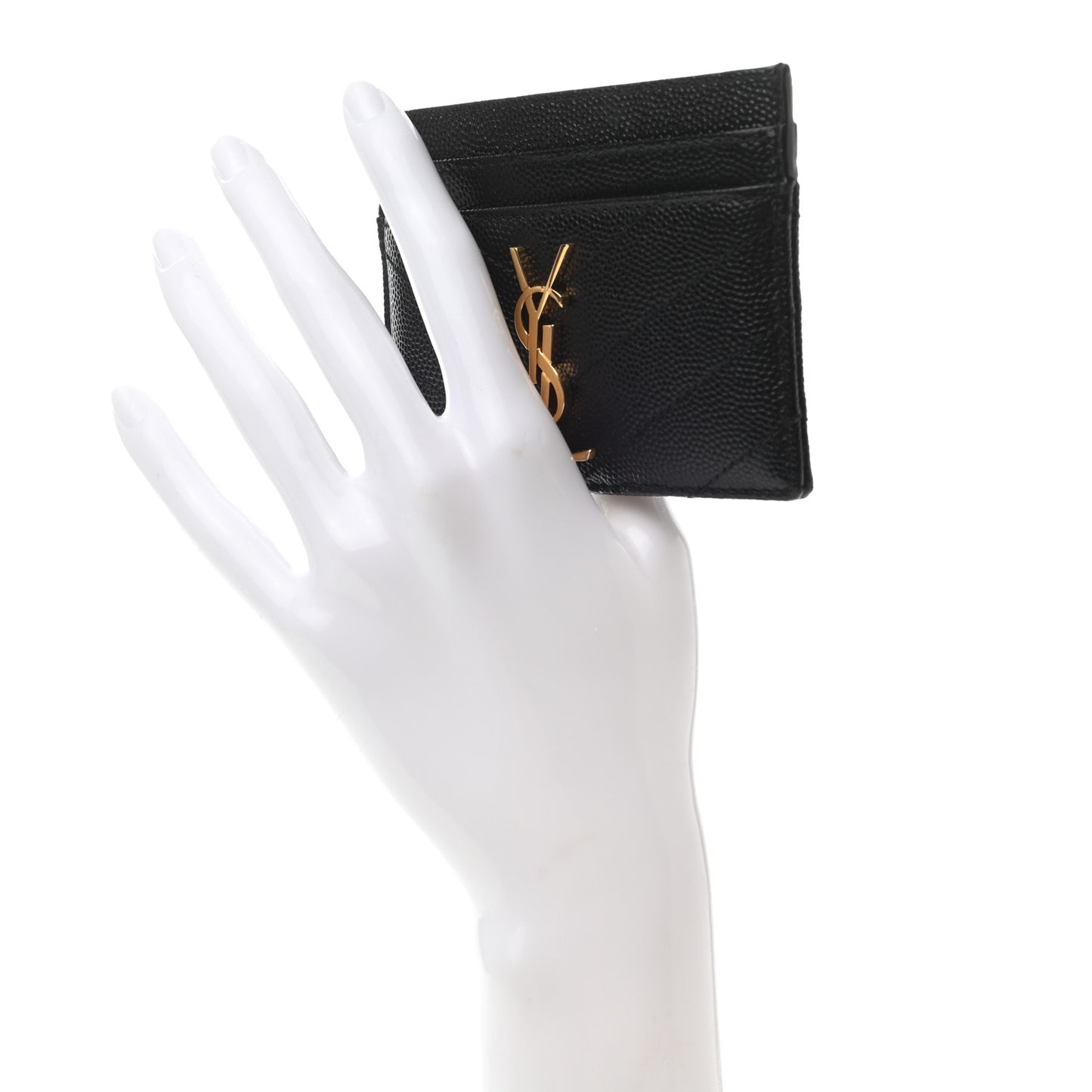 Grain De Poudre Matelasse Chevron Monogram Credit Card Case Black