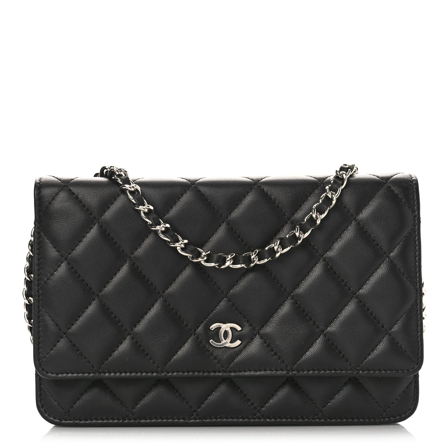 Chanel Lambskin Quilted Wallet On Chain WOC Black 1 of 10