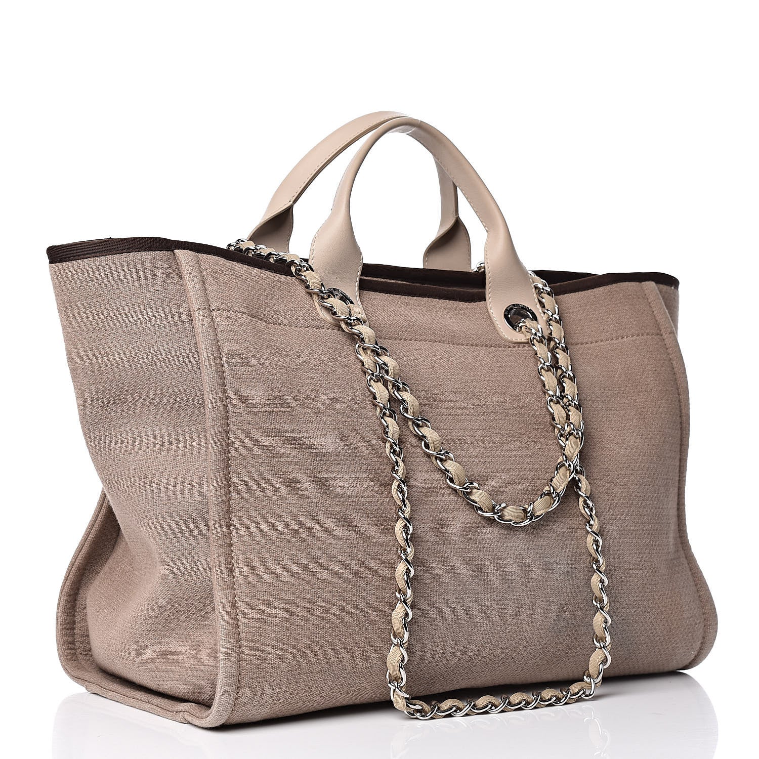 Chanel Canvas Large Deauville Tote Ecru 4 of 10
