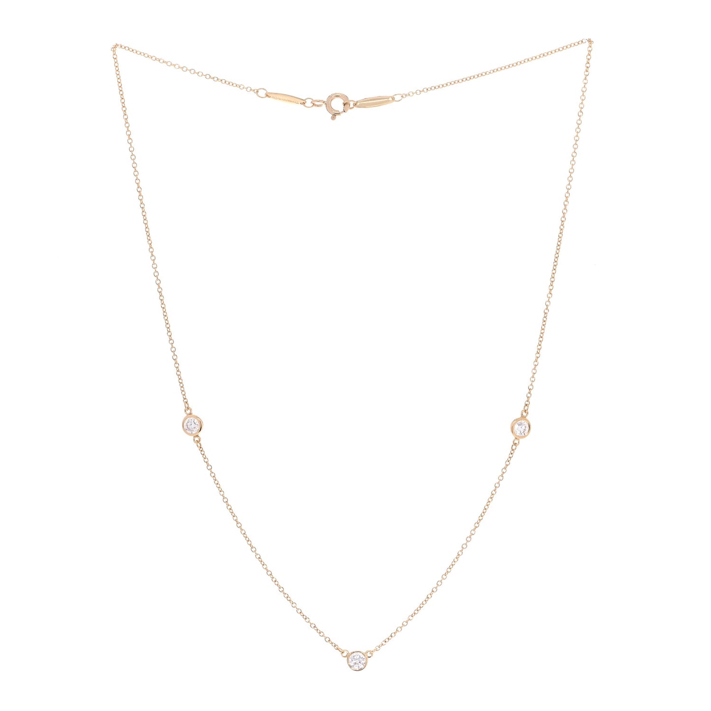 18K Yellow Gold Elsa Peretti Diamonds by the Yard 3 Station Necklace