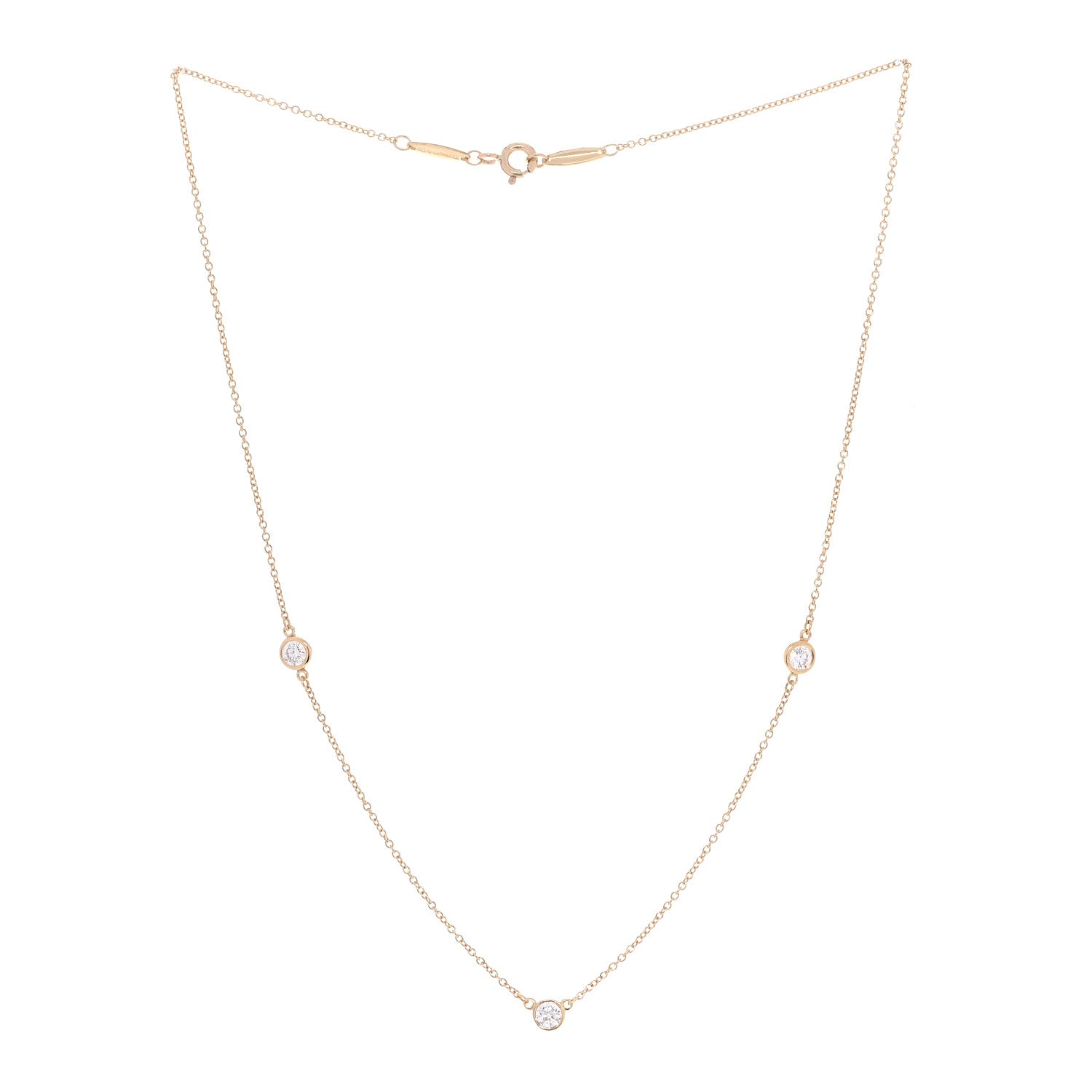 Tiffany 18K Yellow Gold Elsa Peretti Diamonds by the Yard 3 Station Necklace 3 of 6