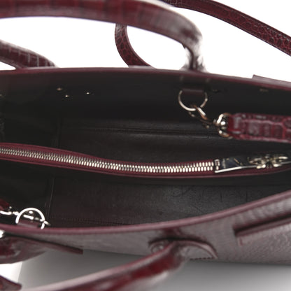 Saint Laurent Calfskin Crocodile Embossed Small Sac de Jour Wine 5 of 9
