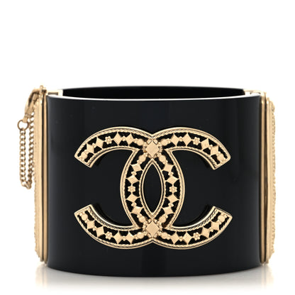 Chanel Resin Chain CC Cuff Black Gold 1 of 5