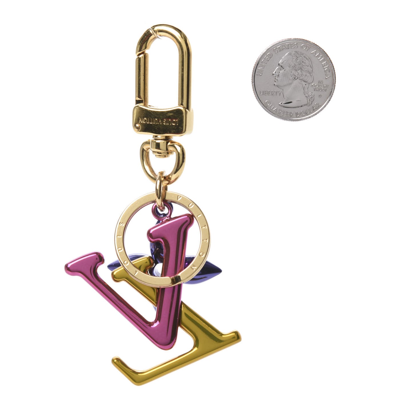 New Wave Bag Charm Key Holder Fuchsia Pink Yellow Purple