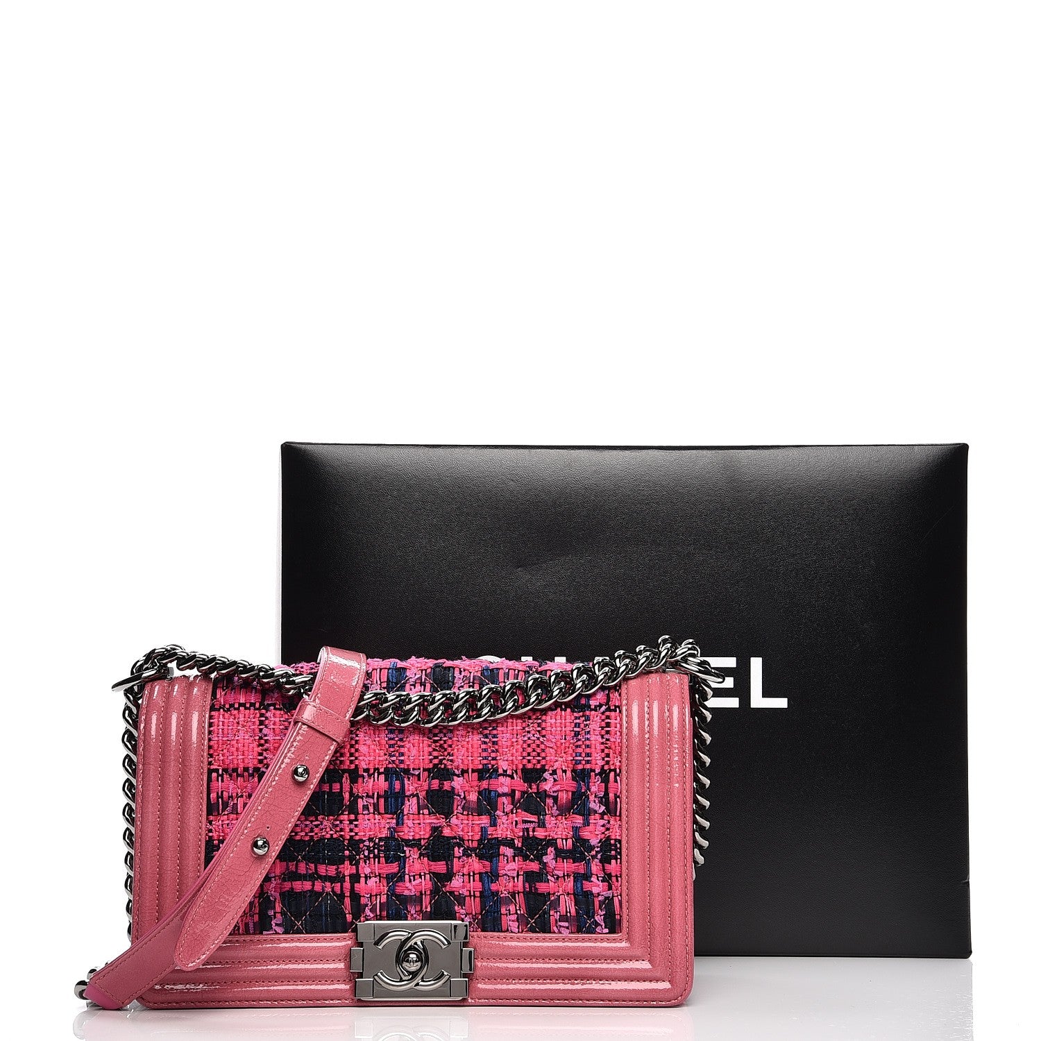 Chanel Patent Tweed Medium Boy Flap Fuchsia 8 of 8