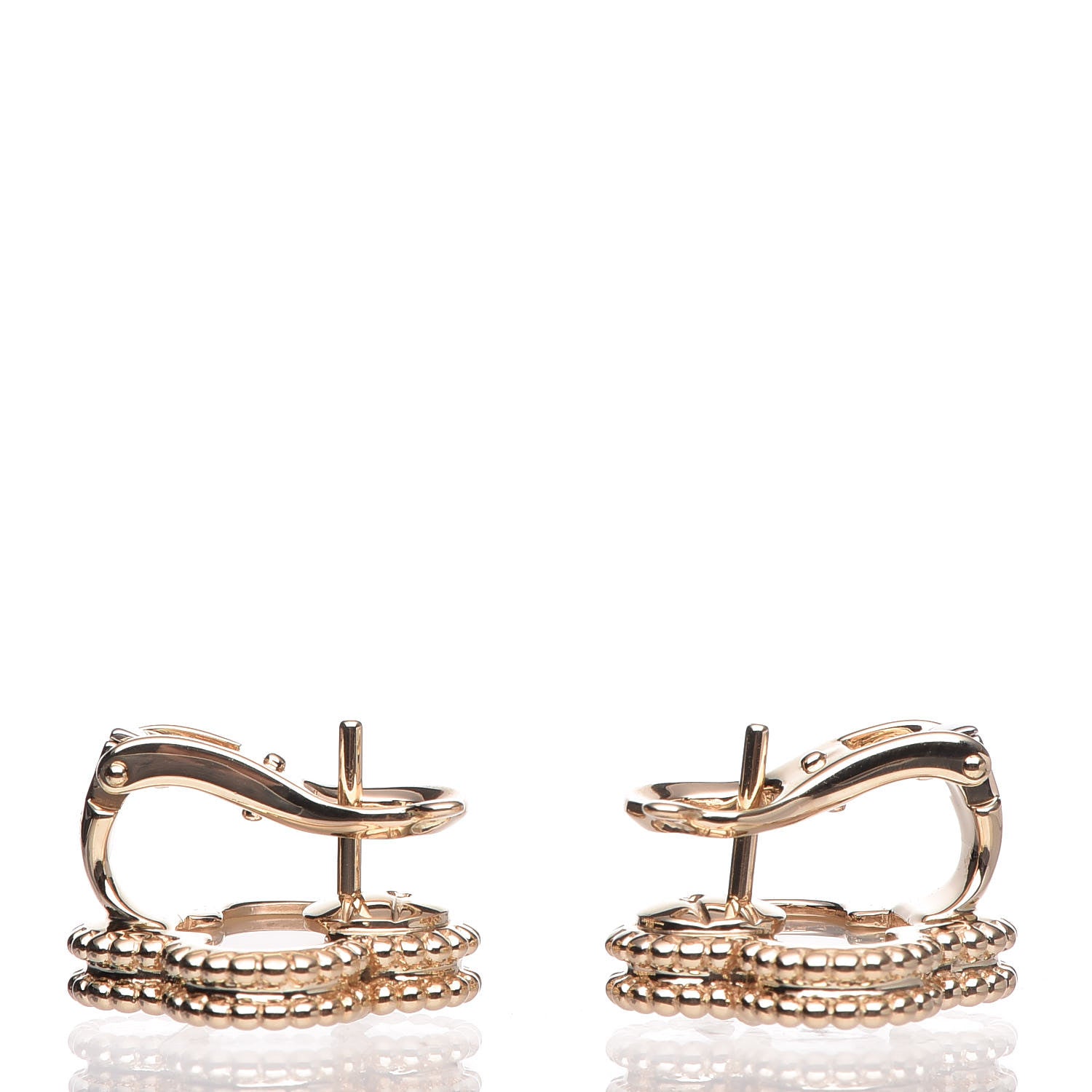 Van Cleef & Arpels 18K Yellow Gold Mother of Pearl Vintage Alhambra Earrings 5 of 6