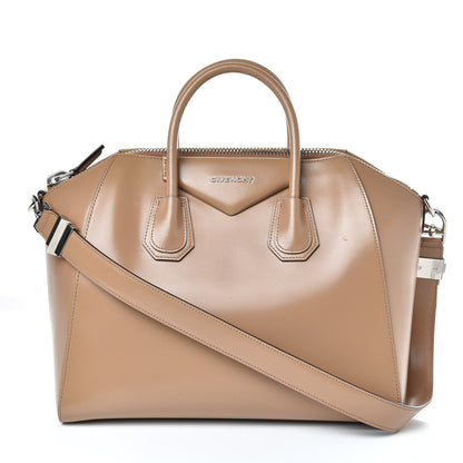 Givenchy Shiny Lord Calfskin Medium Antigona Dark Beige 1 of 12