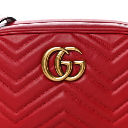 Gucci Calfskin Matelasse Small GG Marmont Chain Shoulder Bag Hibiscus Red 9 of 11