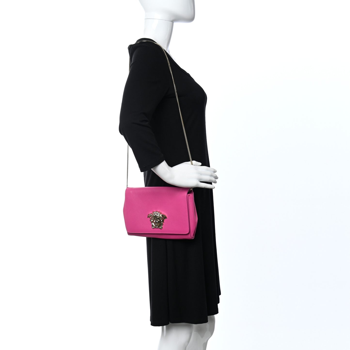 Grained Calfskin Palazzo Chain Evening Bag Pink