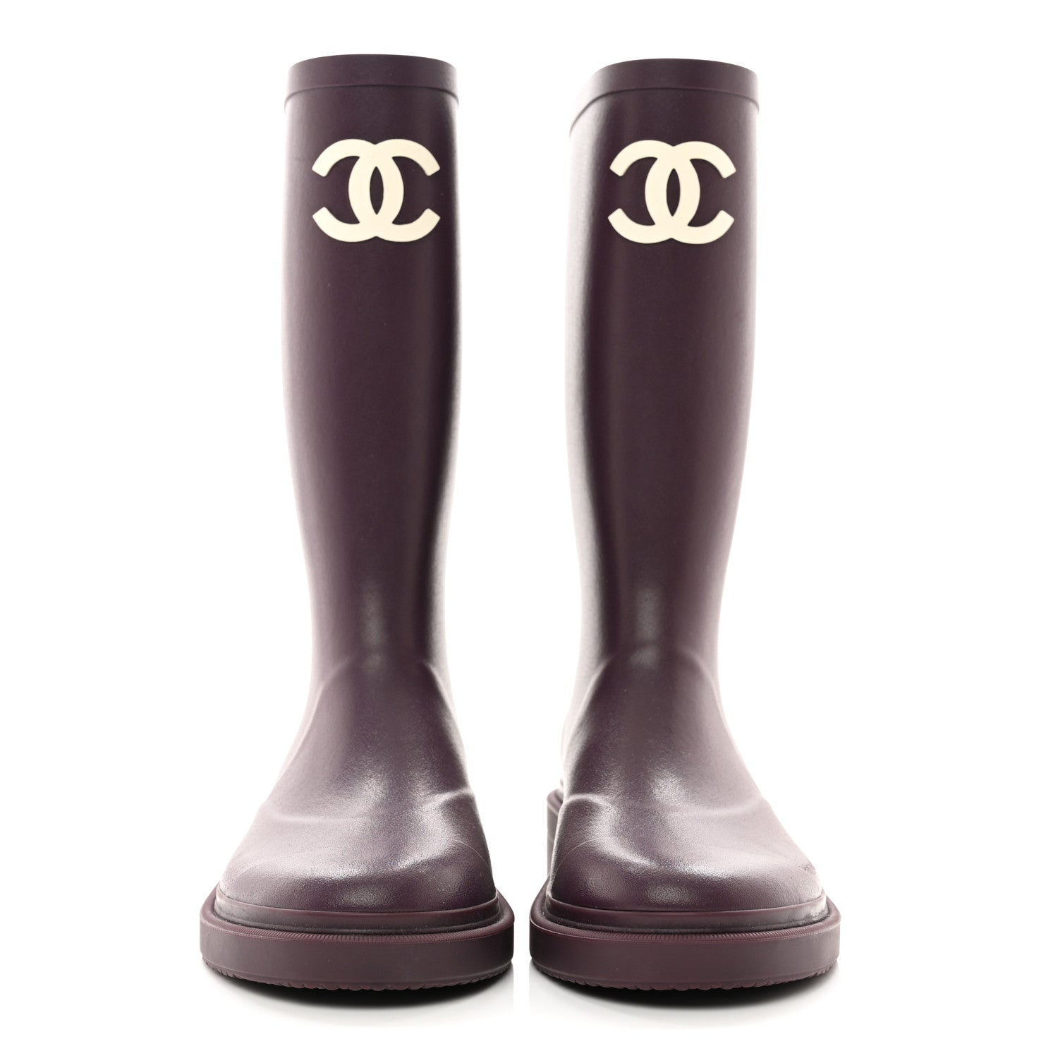 Chanel Caoutchouk CC High Boots 37 Dark Purple 2 of 8