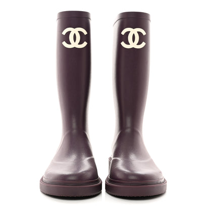 Chanel Caoutchouk CC High Boots 37 Dark Purple 2 of 8