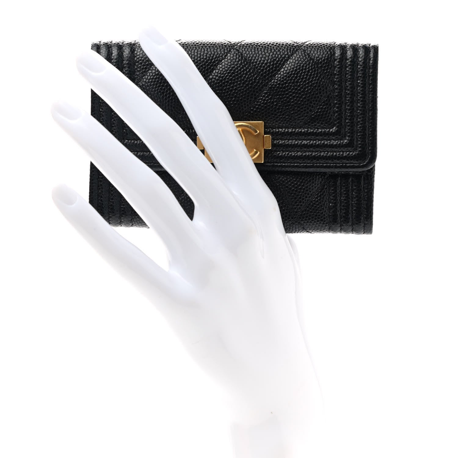 Chanel Caviar Quilted Boy Flap Card Holder Black 3 of 9