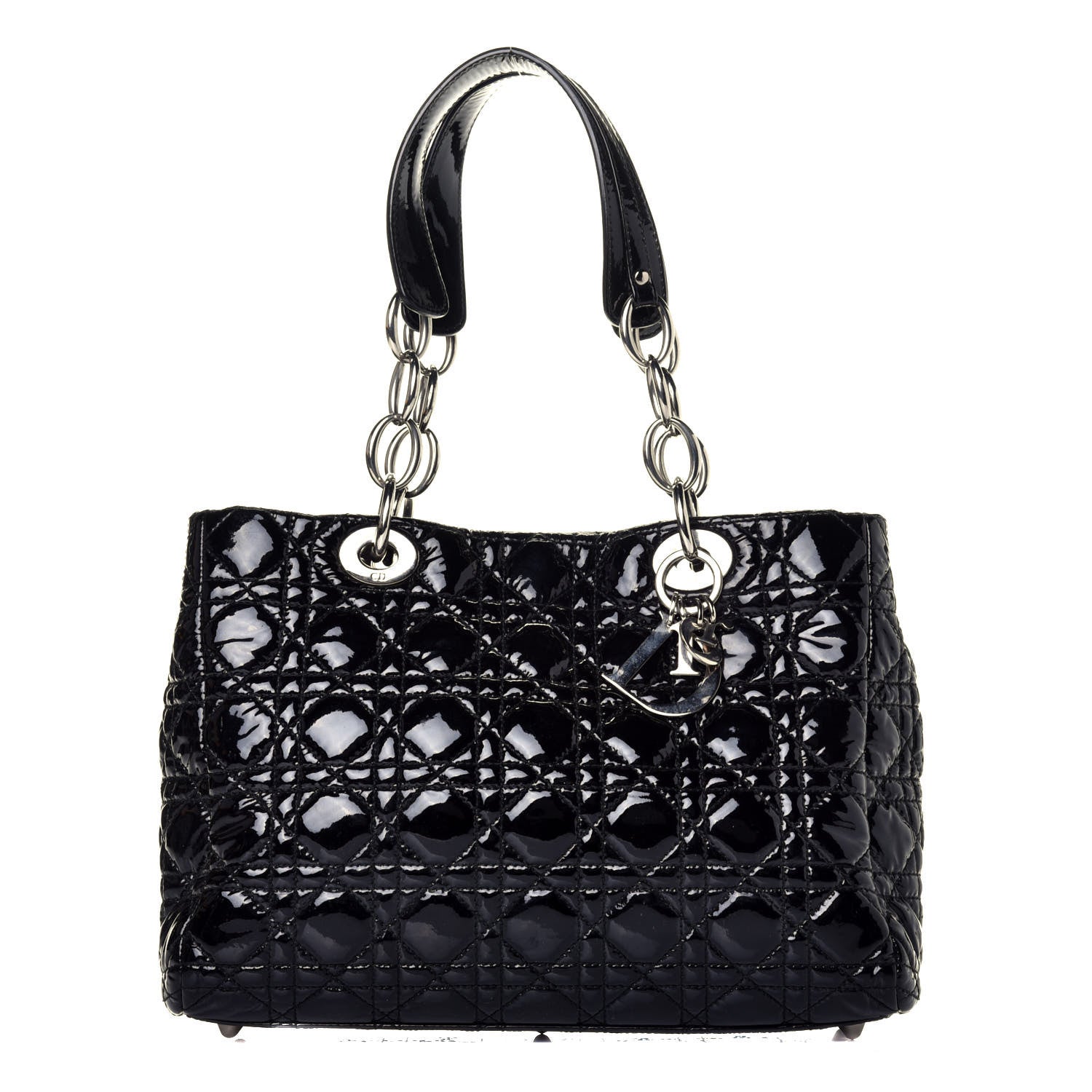 Christian Dior Patent Cannage Small Dior Soft Shopping Tote Black 1 of 8
