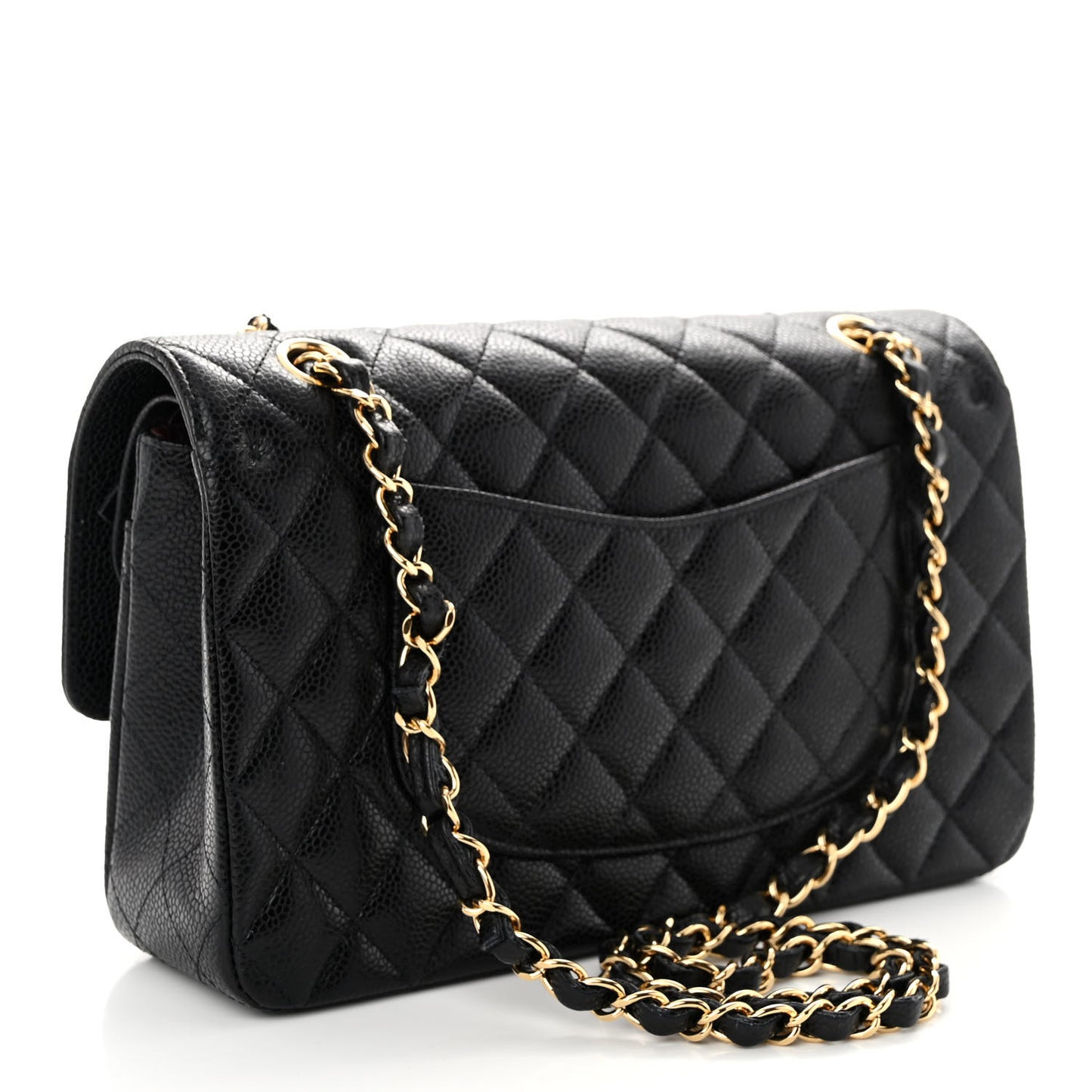 Caviar Quilted Medium Double Flap Black