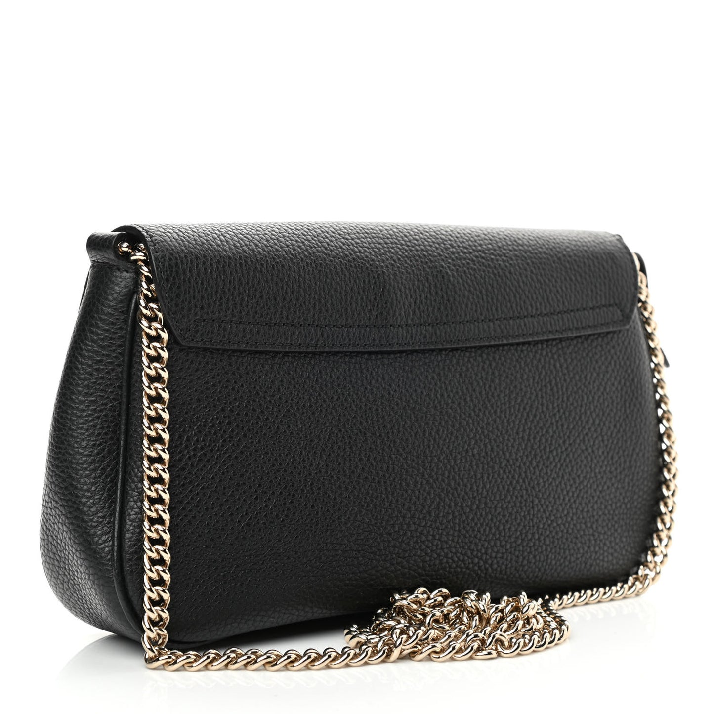 Pebbled Calfskin Medium Soho Flap Crossbody Black