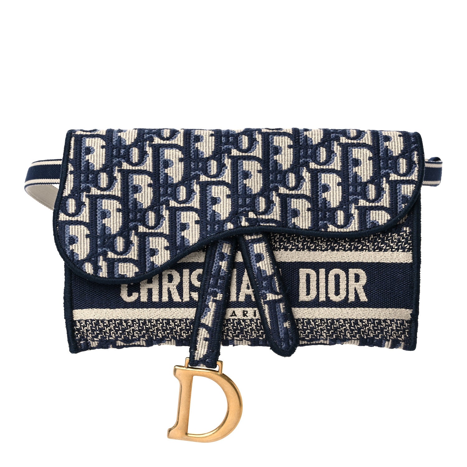 Christian Dior Oblique Slim Saddle Pouch Blue 1 of 11