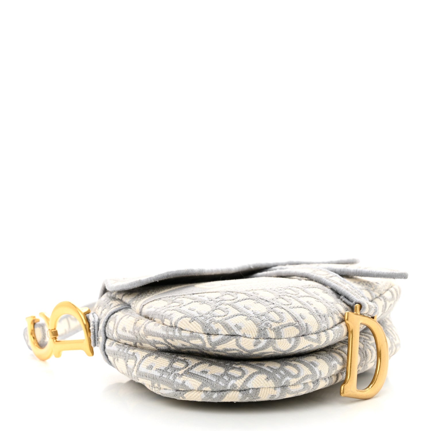 Christian Dior Oblique Embroidered Saddle Bag Gray 4 of 13