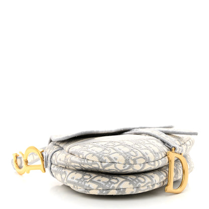 Christian Dior Oblique Embroidered Saddle Bag Gray 4 of 13