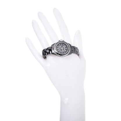 Chanel Stainless Steel Ceramic Diamond 29mm J12 Quartz Watch Black 2 of 6