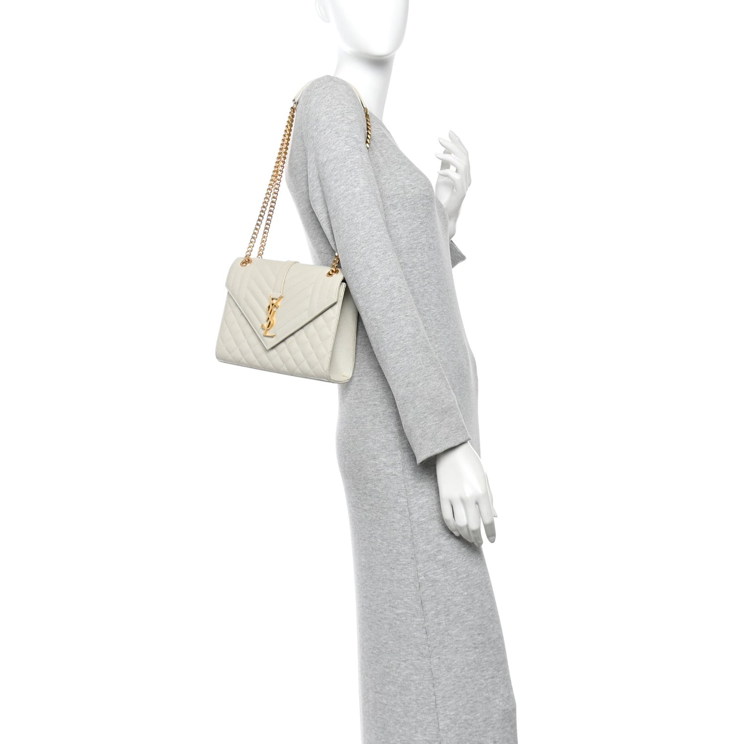 Grain De Poudre Textured Mixed Matelasse Medium Triquilt Monogram Satchel Crema Soft