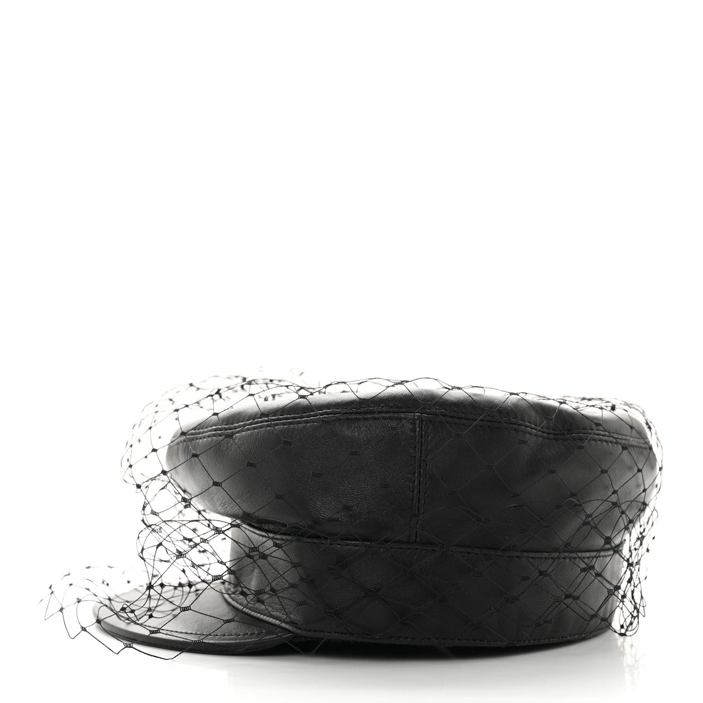 Lambskin Arty Beret Cap With Veil 57 Black
